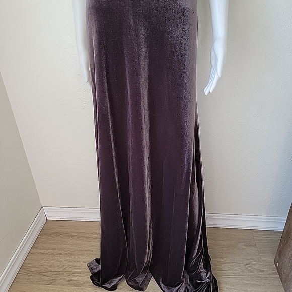Jenny Yoo Velvet Maxi Dress in Deep Purple - Picture 4 of 9